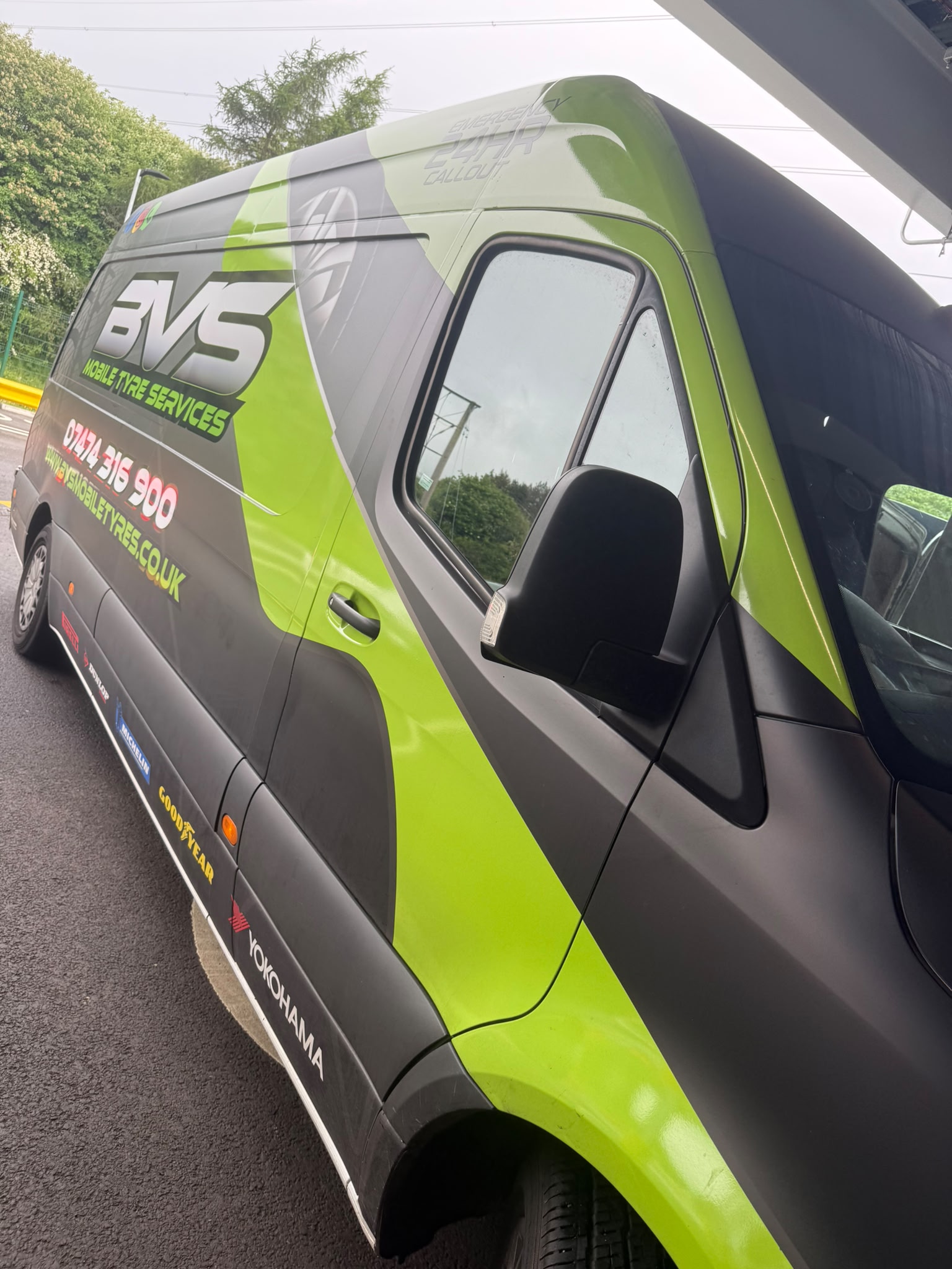 BVS Mobile Tyre Services wrapped van side view